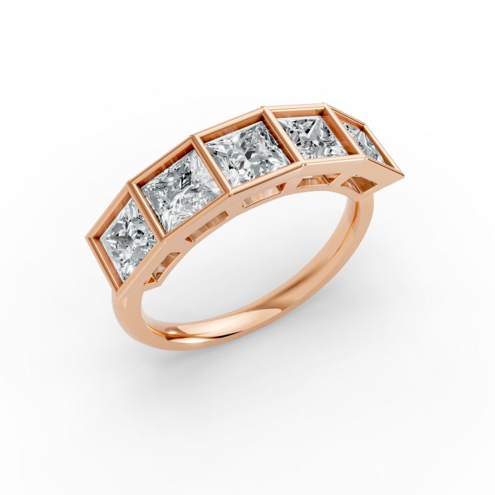 Princess Shape Diamond Anniversary Band in Gold