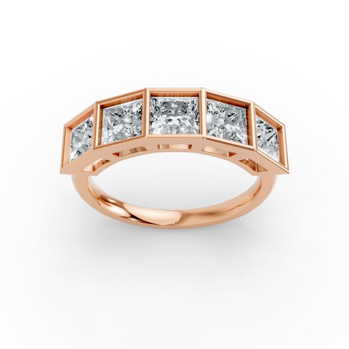 Princess Shape Diamond Anniversary Band in Gold