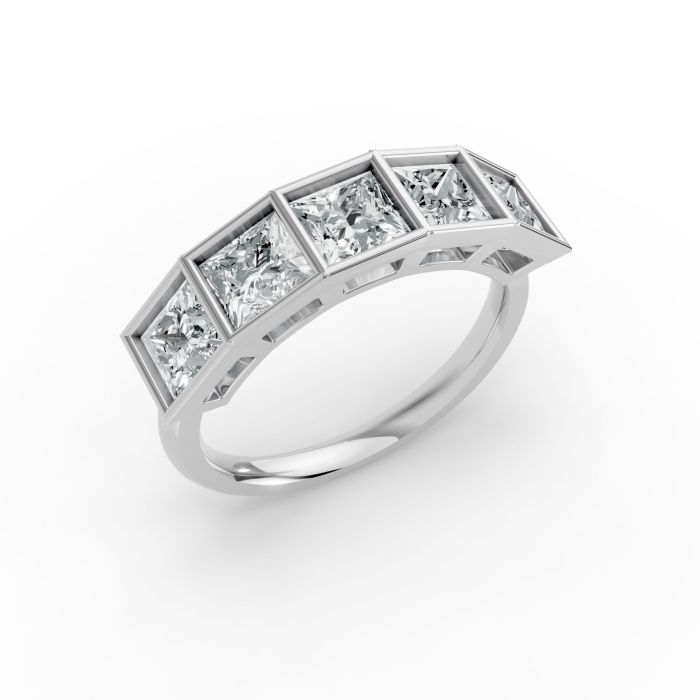 Princess Shape Diamond Anniversary Band in Gold