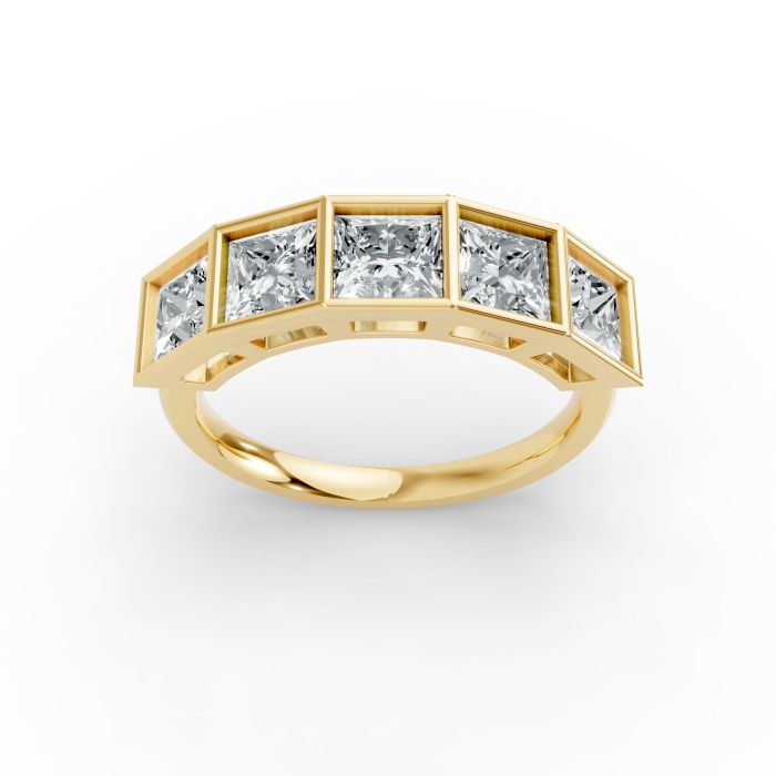 Princess Shape Diamond Anniversary Band in Gold