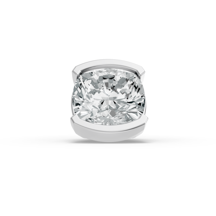 0.51CT Cushion Shape Lab Grown Diamond Half Bezel Head in 10KT White Gold