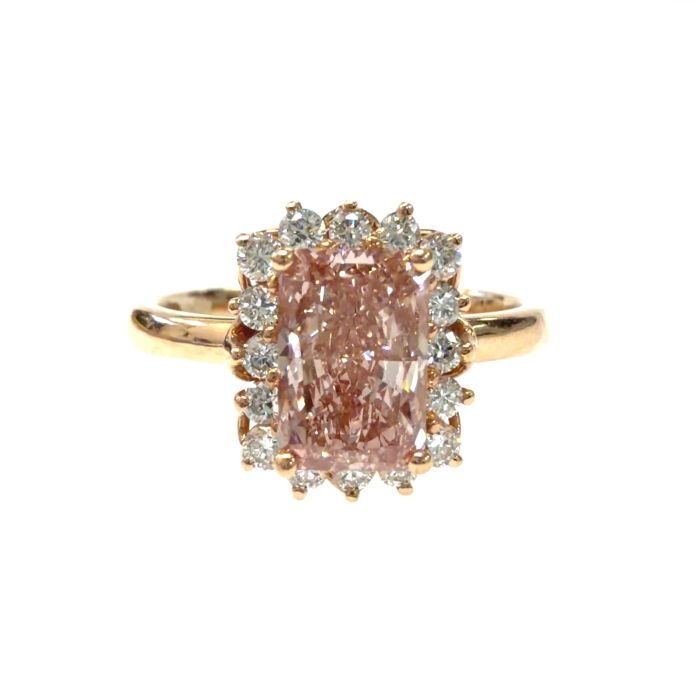 14k RG Lab Grown Diamond Ring Pink RA 1.51CT RD 0.34CTW 1D -1.85CTW  3.57GR