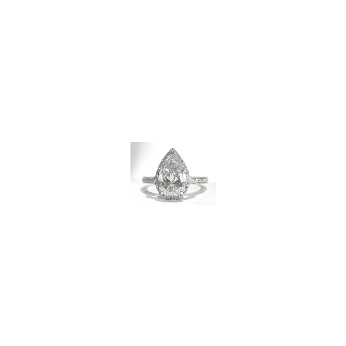 14KW LAB GROWN DIAMONDS RING NON CERT F-G VS+ 1PE-3.02CTW 2TR-0.25CTW 126RD-0.77 14KW-3.54GR