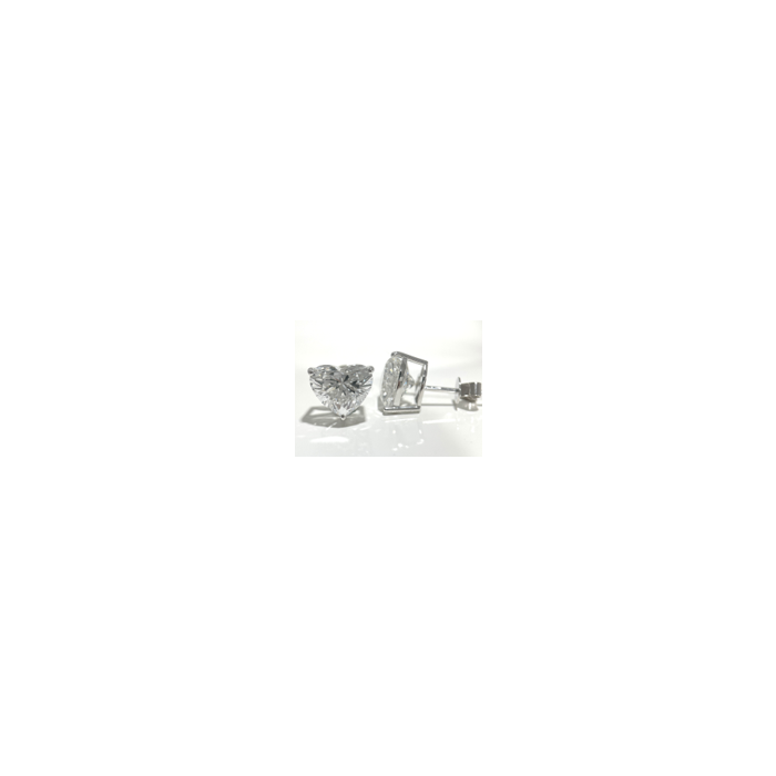 14KW LAB GROWN DIAMONDS HEART SHAPE EARRINGS NON CERT F-G VS+ 2HT-5.11CTW  14KW-1.46GR