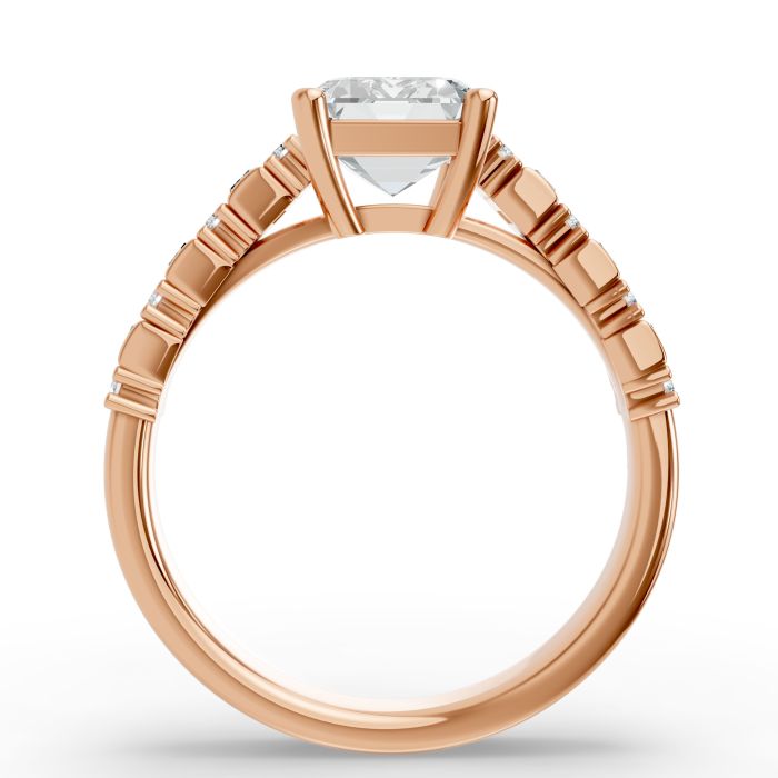 Emerald Shape Diamond Bridal Ring in Gold