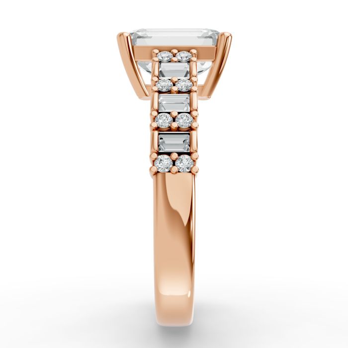 Emerald Shape Diamond Bridal Ring in Gold
