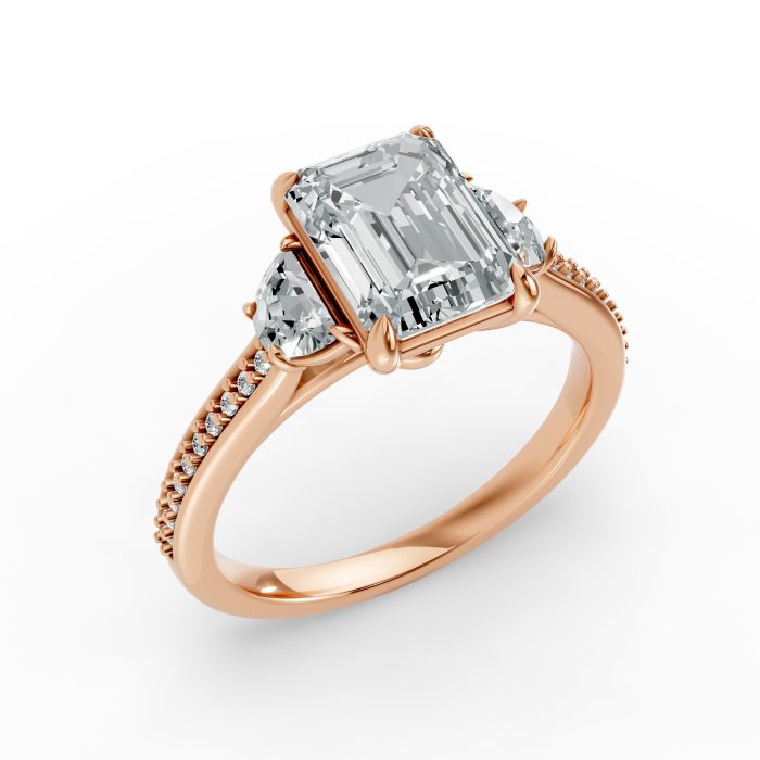 Emerald Shape Diamond Bridal Ring in Gold