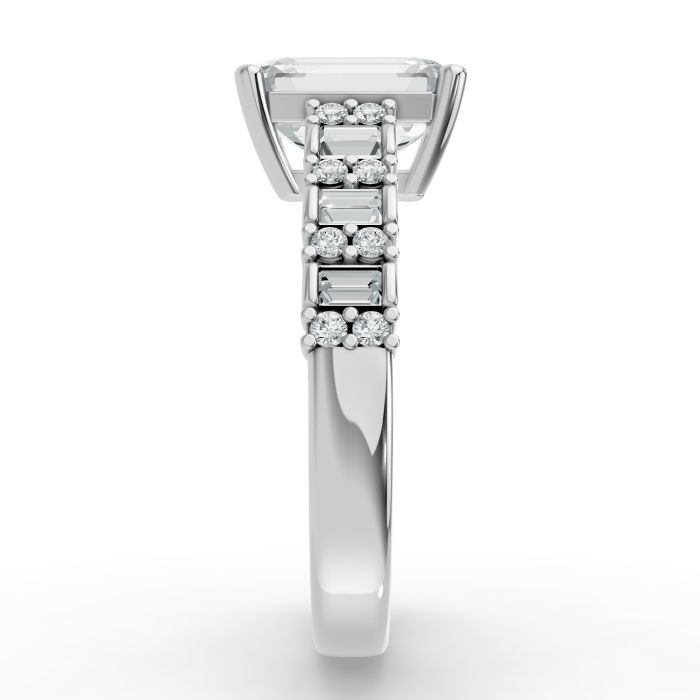 Emerald Shape Diamond Bridal Ring in Gold