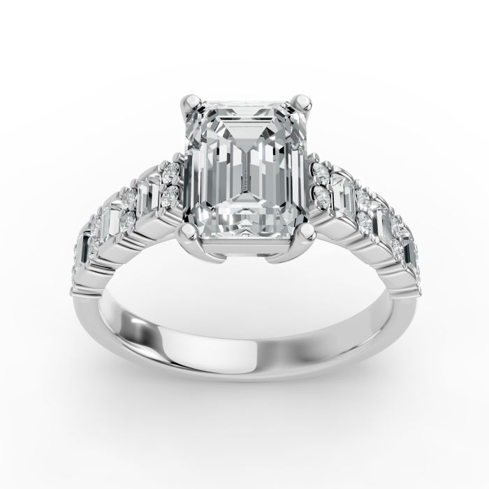 Emerald Shape Diamond Bridal Ring in Gold