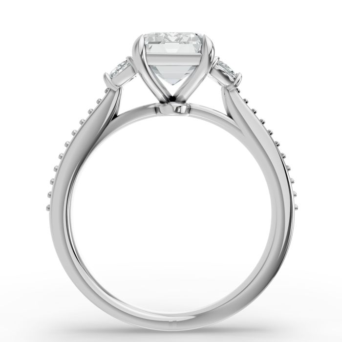 Emerald Shape Diamond Bridal Ring in Gold