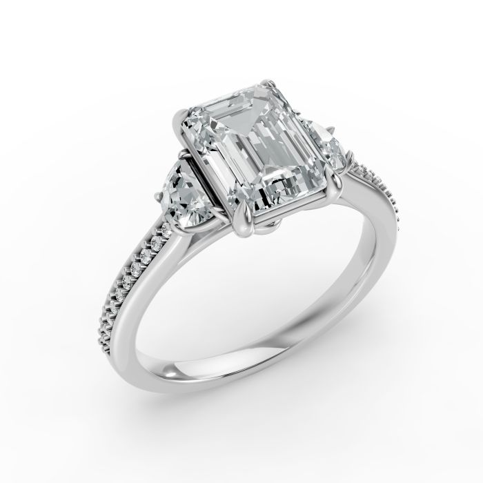 Emerald Shape Diamond Bridal Ring in Gold