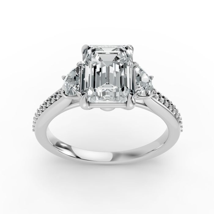 Emerald Shape Diamond Bridal Ring in Gold
