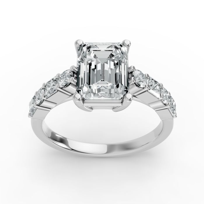 Emerald Shape Diamond Bridal Ring in Gold