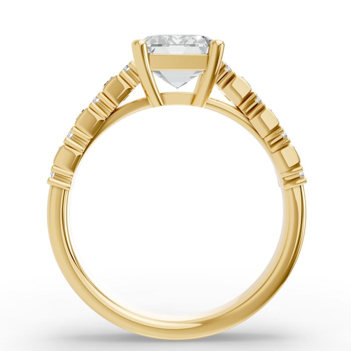 Emerald Shape Diamond Bridal Ring in Gold