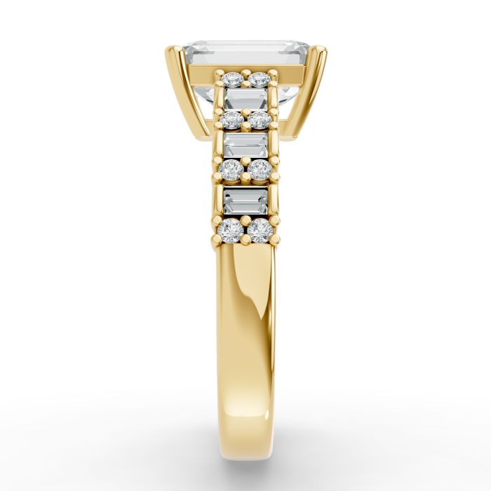 Emerald Shape Diamond Bridal Ring in Gold