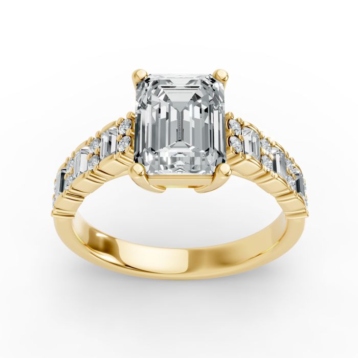 Emerald Shape Diamond Bridal Ring in Gold