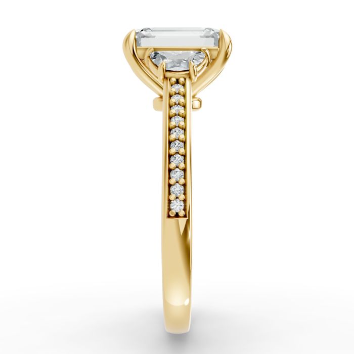 Emerald Shape Diamond Bridal Ring in Gold