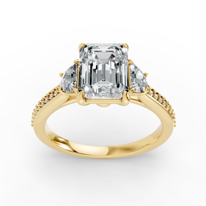 Emerald Shape Diamond Bridal Ring in Gold