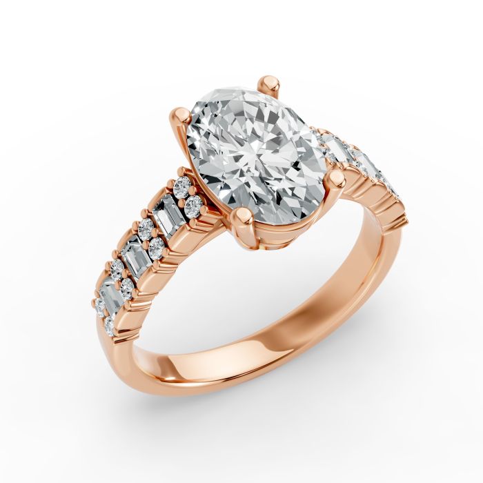 Oval Shape Diamond Bridal Ring in Gold