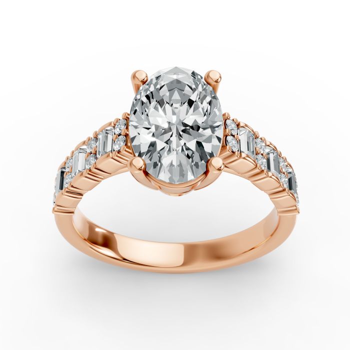 Oval Shape Diamond Bridal Ring in Gold