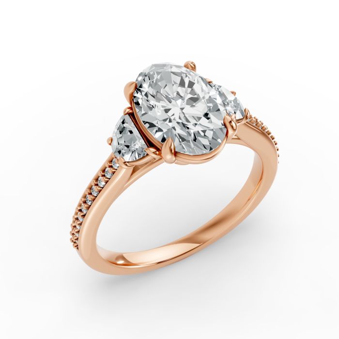 Oval Shape Diamond Bridal Ring in Gold