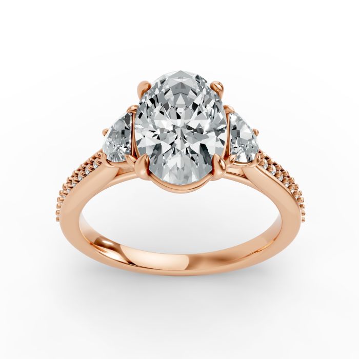 Oval Shape Diamond Bridal Ring in Gold