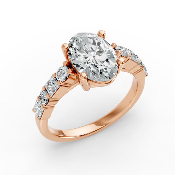 Oval Shape Diamond Bridal Ring in Gold