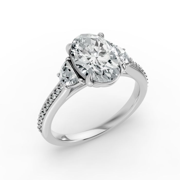 Oval Shape Diamond Bridal Ring in Gold