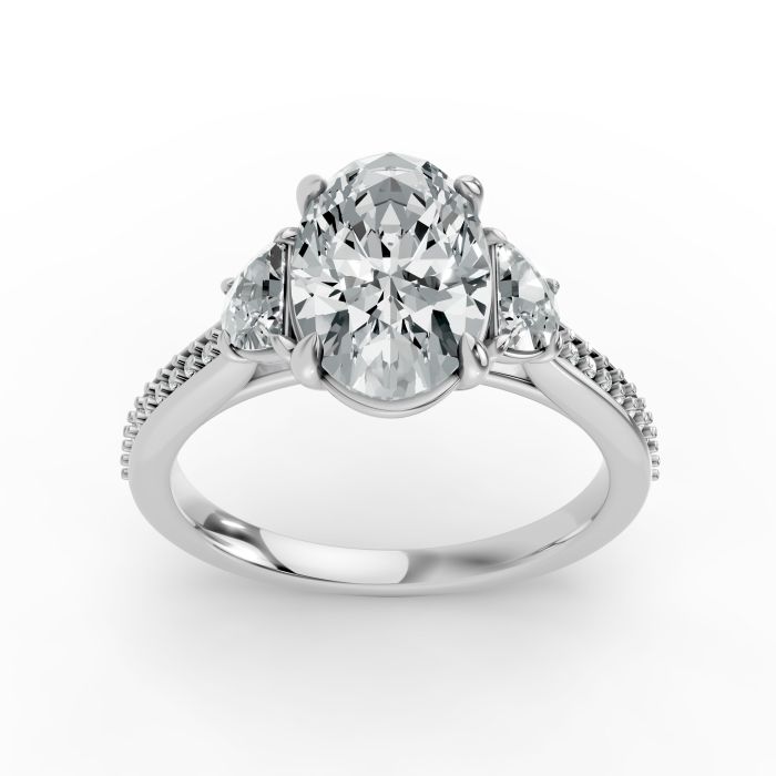 Oval Shape Diamond Bridal Ring in Gold