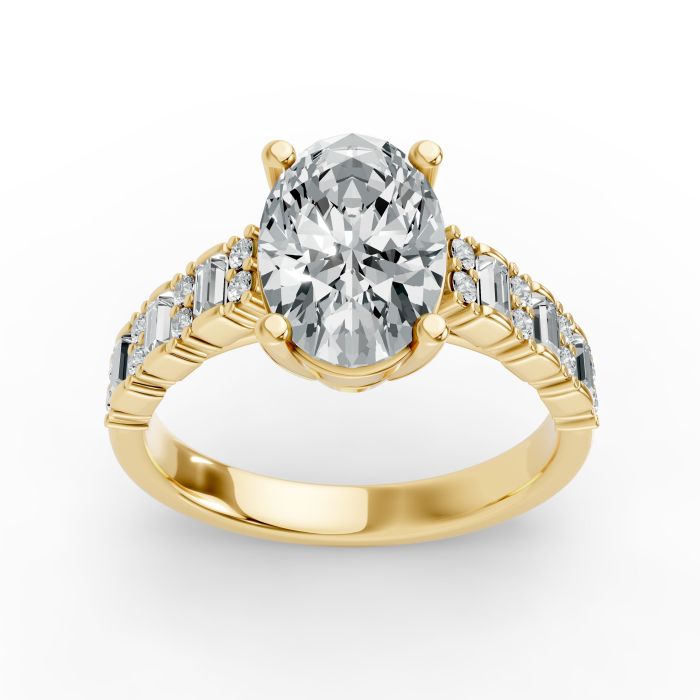 Oval Shape Diamond Bridal Ring in Gold
