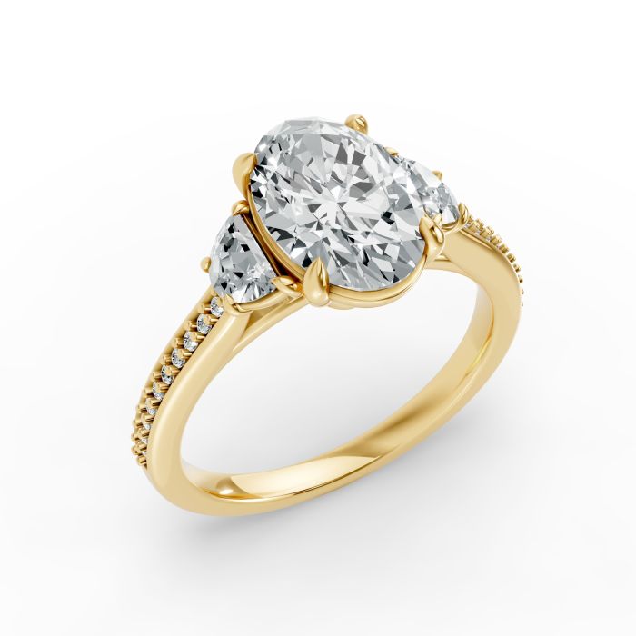 Oval Shape Diamond Bridal Ring in Gold