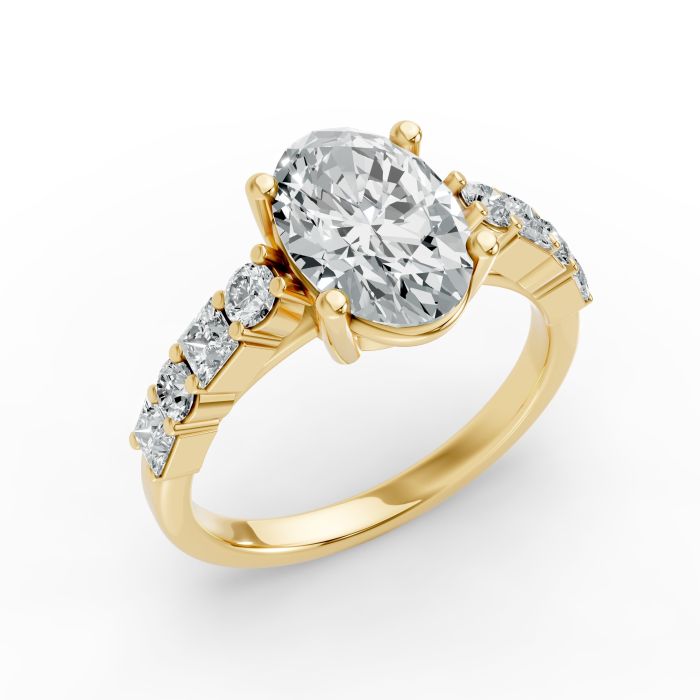 Oval Shape Diamond Bridal Ring in Gold