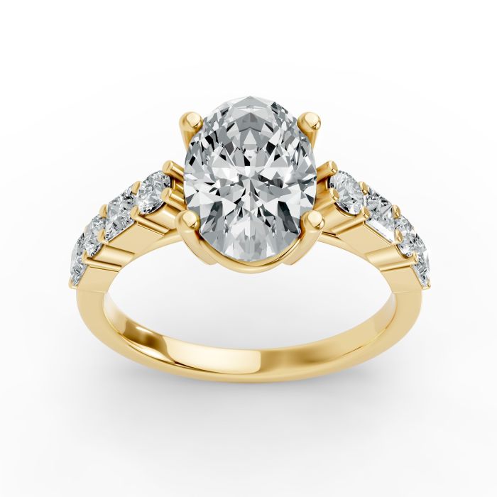 Oval Shape Diamond Bridal Ring in Gold