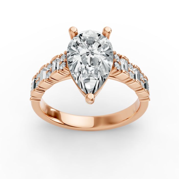 Pear Shape Diamond Bridal Ring in Gold
