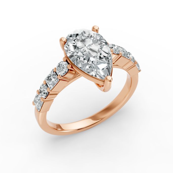 Pear Shape Diamond Bridal Ring in Gold