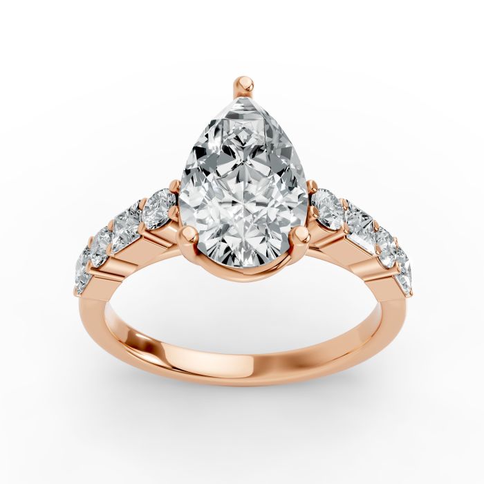 Pear Shape Diamond Bridal Ring in Gold