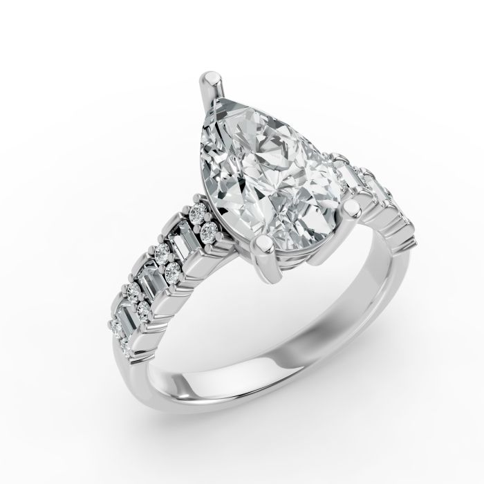 Pear Shape Diamond Bridal Ring in Gold