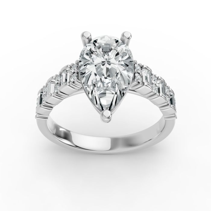 Pear Shape Diamond Bridal Ring in Gold