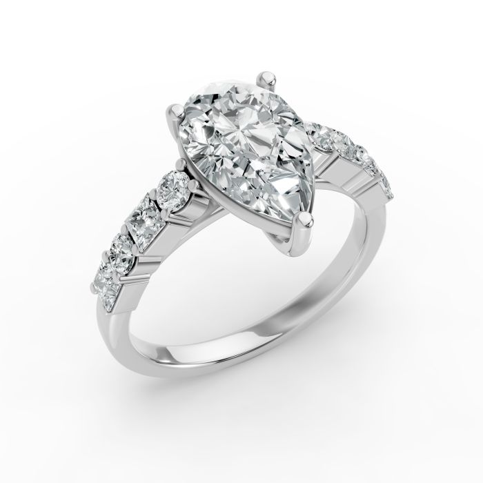 Pear Shape Diamond Bridal Ring in Gold