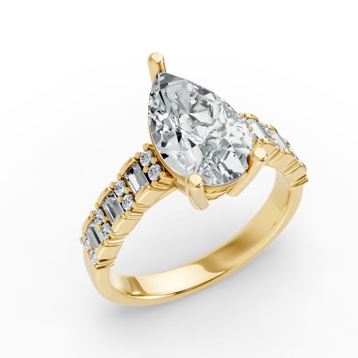 Pear Shape Diamond Bridal Ring in Gold