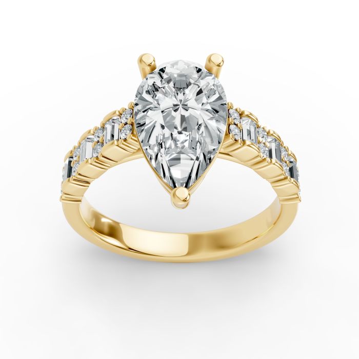Pear Shape Diamond Bridal Ring in Gold