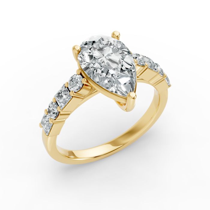 Pear Shape Diamond Bridal Ring in Gold