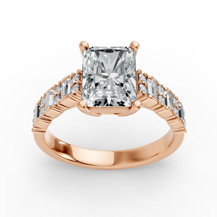 Radiant Shape Diamond Bridal Ring in Gold
