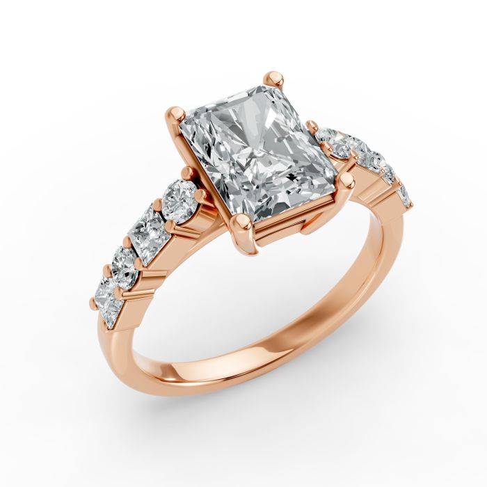 Radiant Shape Diamond Bridal Ring in Gold
