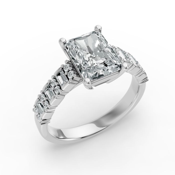 Radiant Shape Diamond Bridal Ring in Gold