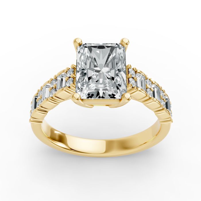 Radiant Shape Diamond Bridal Ring in Gold