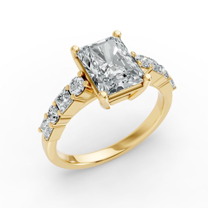 Radiant Shape Diamond Bridal Ring in Gold