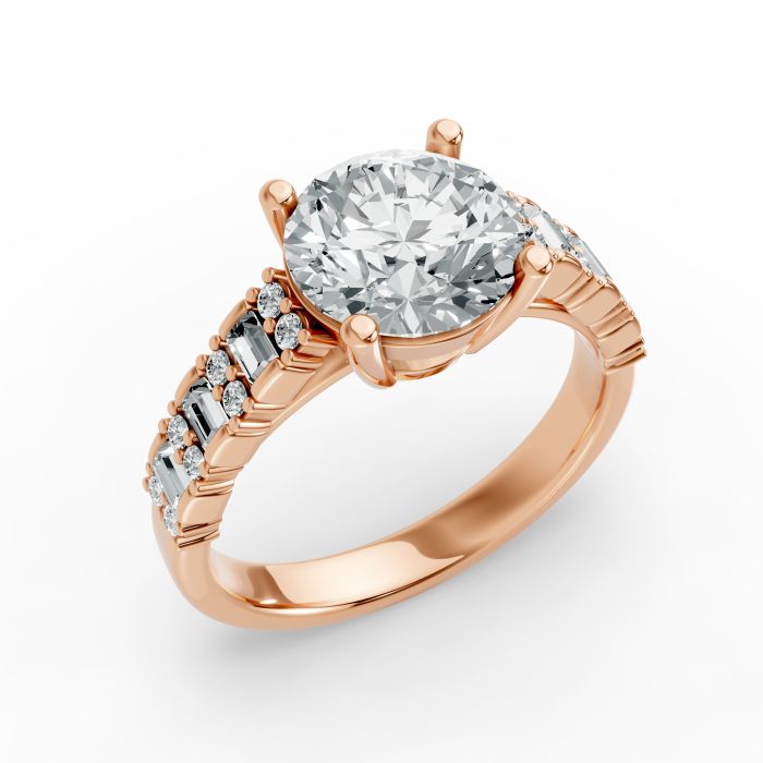 Round Shape Diamond Bridal Ring in Gold
