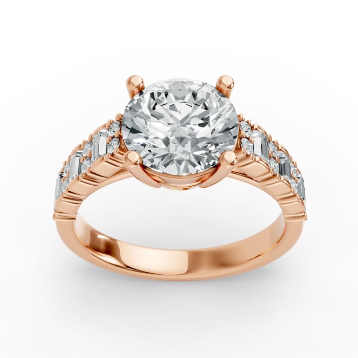 Round Shape Diamond Bridal Ring in Gold