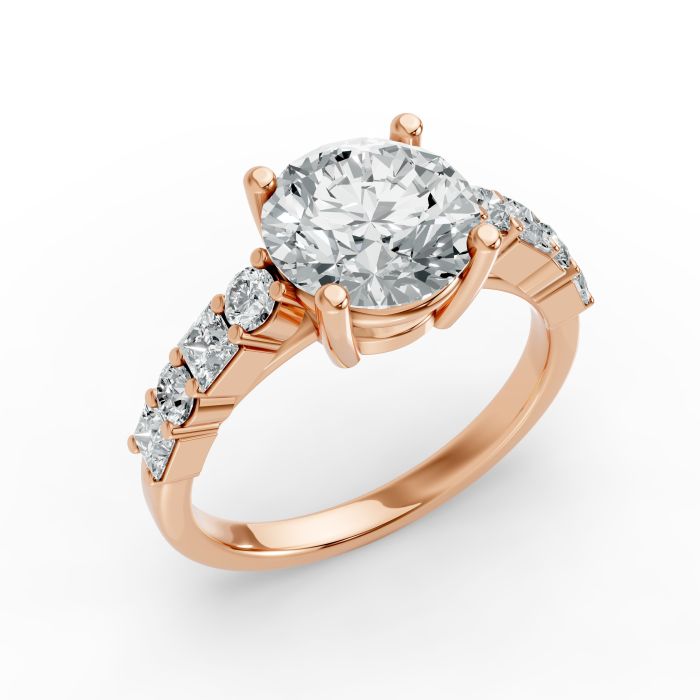 Round Shape Diamond Bridal Ring in Gold